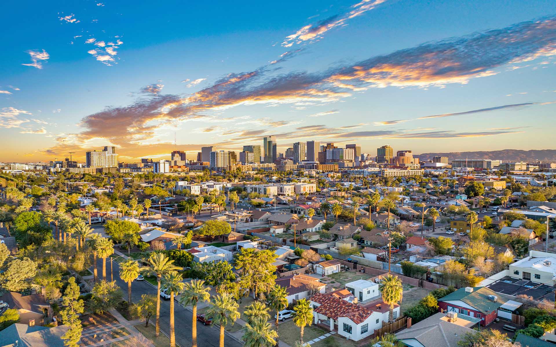 643 Insurance - Beautiful Aerial View of Downtown Phoenix, Arizona Skyline